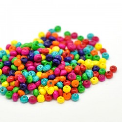 Perles bois 4 x 3 mm couleurs assorties