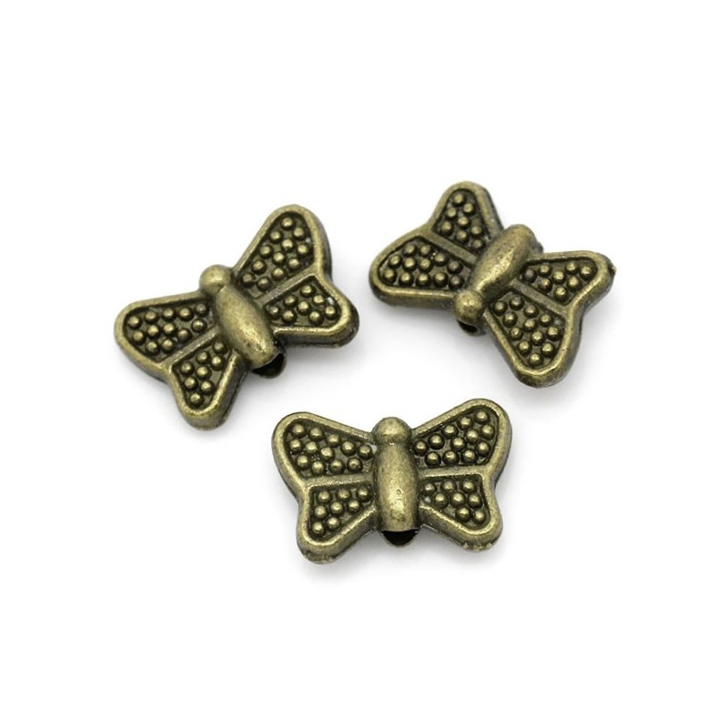 5 perles Intercalaires papillon couleur bronze