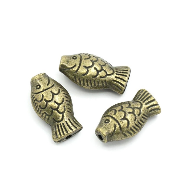 Perle métal poisson bronze
