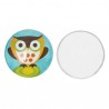 Cabochon rond décor chouette (hibou)  fond jaune  20 mm
