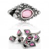 Perle métal strass rose  style Pandora