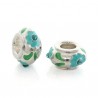 Perle Style Pandora (bijou Européen) avec strass bleu, plaqué argent