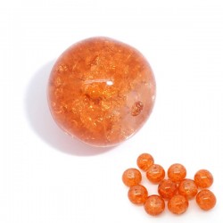 Perle orange craquelée 12 mm en verre 