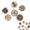 5 boutons bois décor marine 18 mm, 2 trous