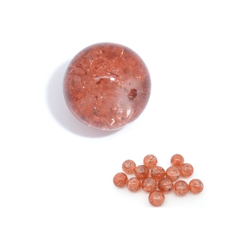 Perle ambre craquelée 12 mm en verre 