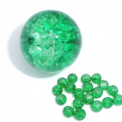 Perle vert craquelée 10 mm en verre 