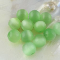 Perle oeil de chat 8 mm en verre - vert
