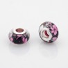 Perle Style Pandora fines fleurs sur fond noir